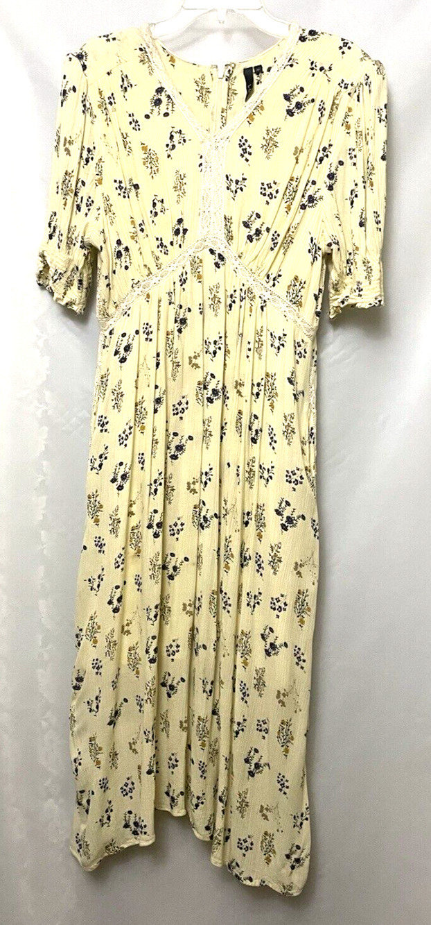 L.O.V. Yellow Vtg Women’s Dress Babydoll Boho Size XL